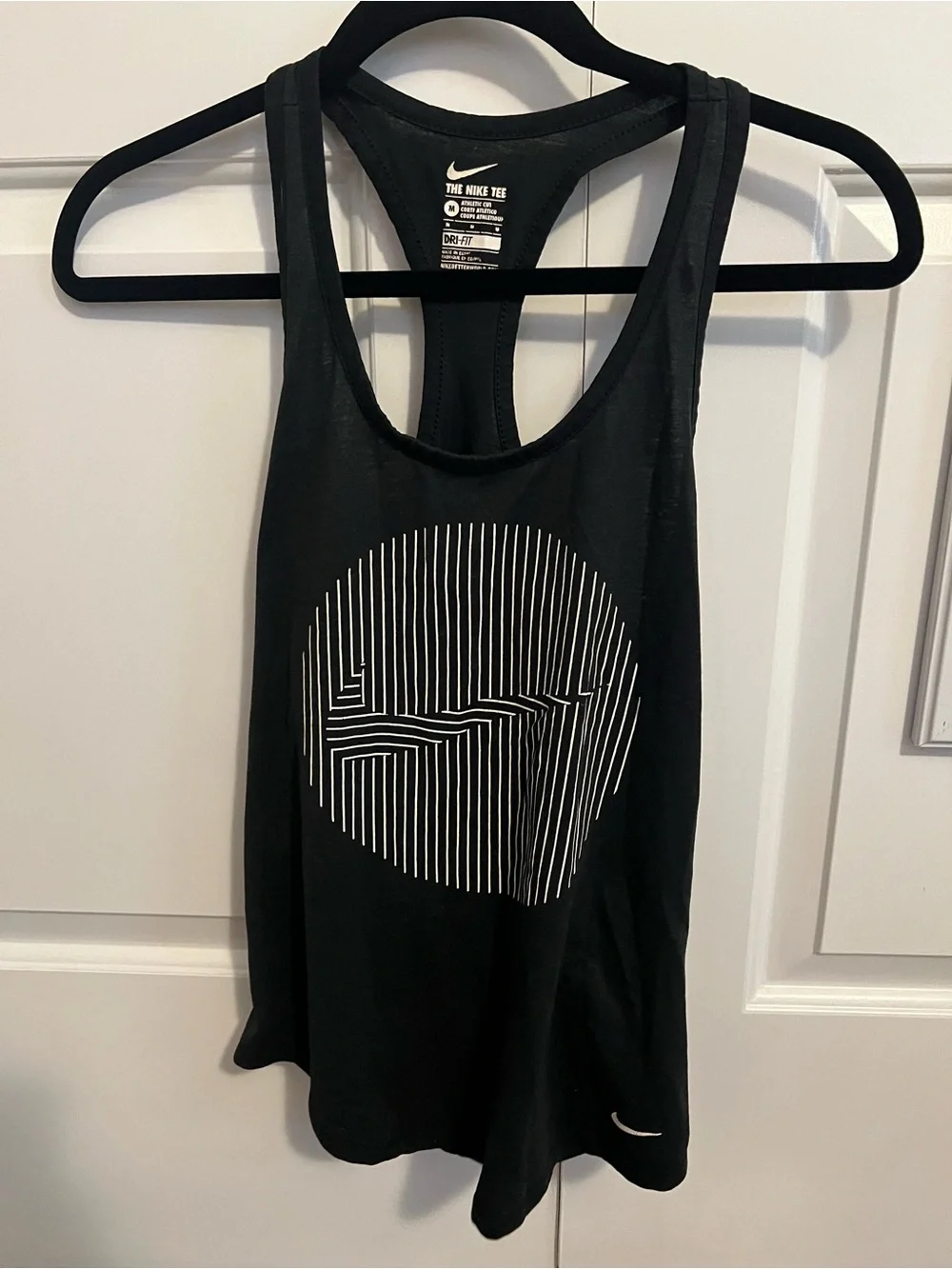 Women’s Nike Dri-Fit Black and White Athletic Tank Top Size Medium Racerback